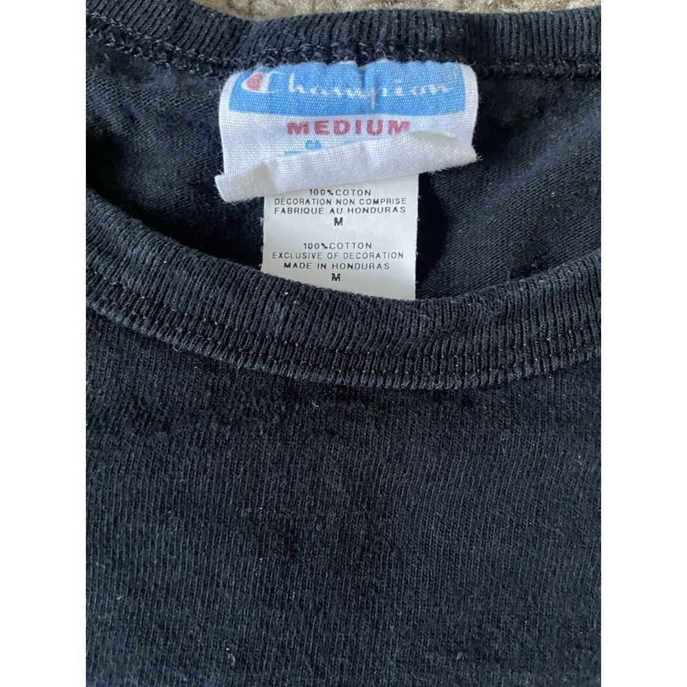 Champion Long Sleeve T-Shirt Black Red Graphic Logo Vintage Retro Medium JBHS - Picture 5 of 10